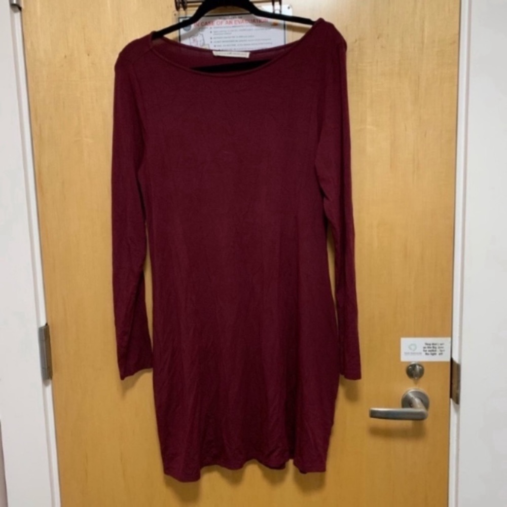 Peruvian Connection Burgundy Long Sleeve Dress